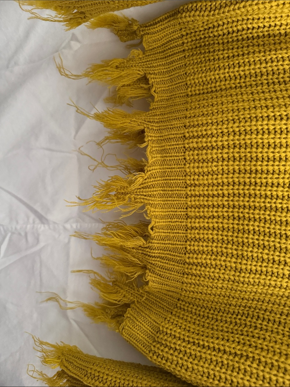 Love Tree Mustard Yellow Distressed V-Neck Chunky Knit Sweater - Picture 5 of 6